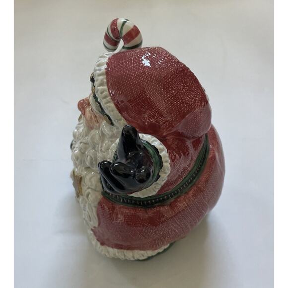 Retired FITZ & FLOYD "SNOW BUSINESS" SANTA CLAUS CHRISTMAS CANDY JAR Cookie- - Picture 3 of 13
